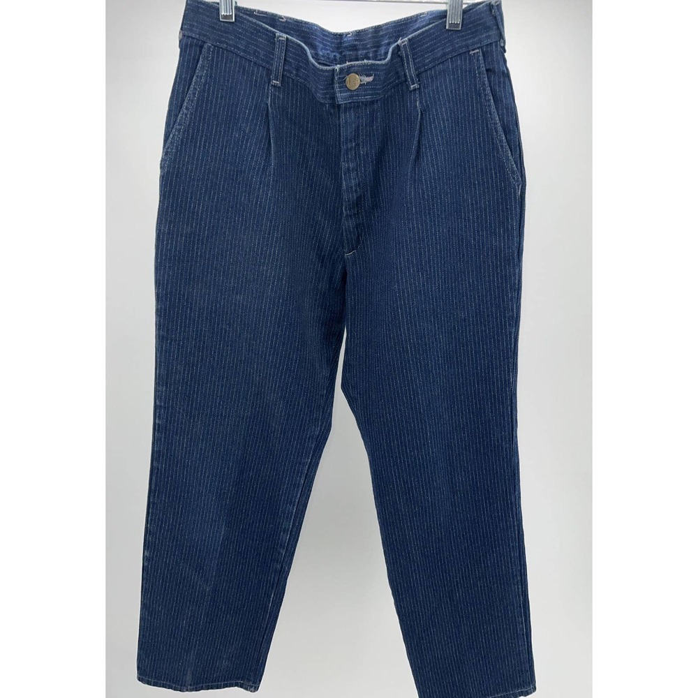 Vintage LEE Mens Baggy Fit Pin Stripe Jeans Pleated Front Pockets Made In U.S.A.
